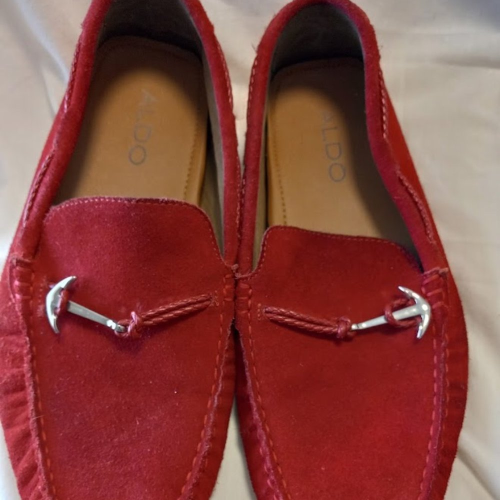 Aldo Men's Red Suede Loafers, Size 9.5 US, Gently Used